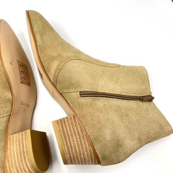 Soludos Womens Size 9 Tan Light Brown Beige Suede Leather Lola Ankle Boots Shoes - Picture 7 of 15